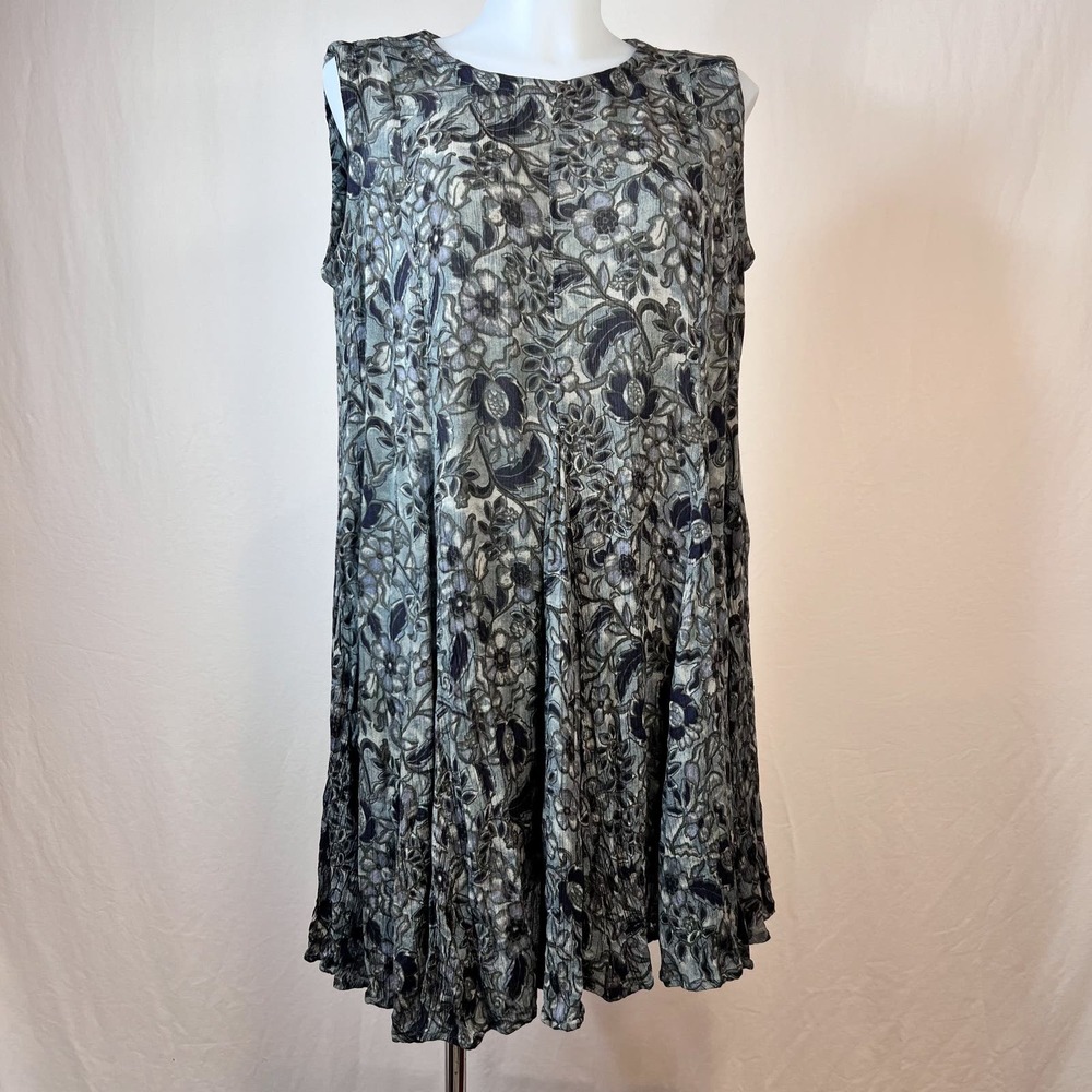 Vintage All That Jazz Baby Doll Dress Medium Gray Black Floral Oversized  Y2K